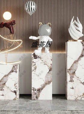 岩板大理石雕塑底座摆件花架立柱地台展示台客厅玄关落地展品基座