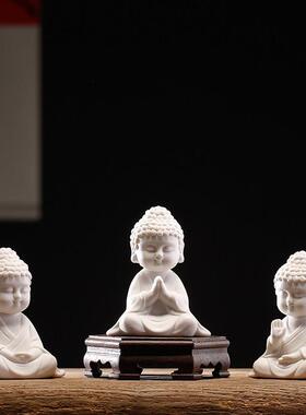 中式禅意白瓷如来佛像摆件创意茶宠线香插家居客厅桌面茶室装饰品