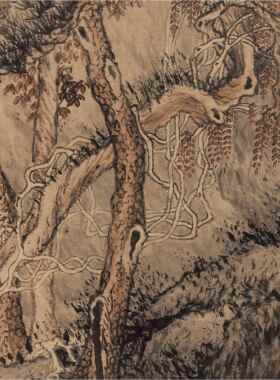 V45O明沈周《庐山高图》复古水墨山水国画高清微喷装饰画挂画临摹