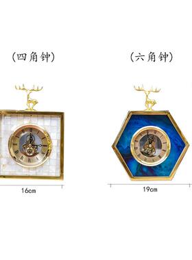 厂家现代简约创意正方形金属麋鹿钟表桌面家居时钟装饰摆件