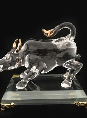 水晶牛招财饰品，生肖牛吉祥物，客厅镇屋风水办公室老板办公桌装