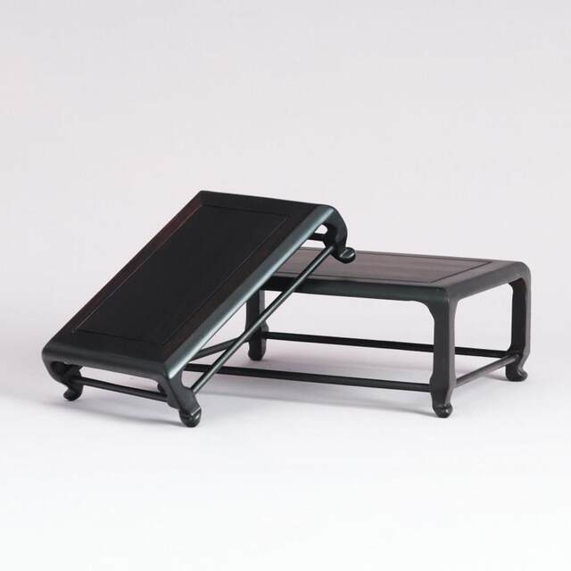 Ebony solid wood Ming style square table vase antique ornaments porcelain teapot bonsai jade base heightened wooden holder