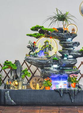 假山流水喷泉客厅水景摆件加湿器鱼池落地办公室家居装饰开业礼品