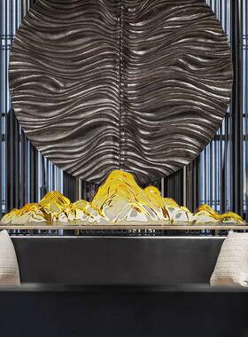 透明假山雕塑树脂摆件会所酒店别墅大堂前台样板间售楼处软装饰品