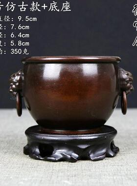 高档黄铜缸狮缸纯件铜故宫缸摆烟灰头缸聚宝盆缸金首蟾故宫狮缸家