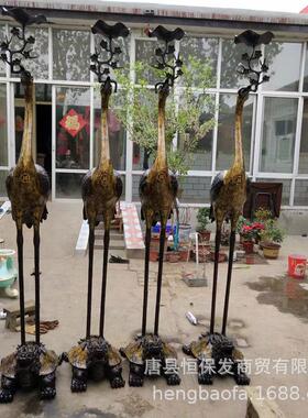 室内鹤登龟铜雕摆件金黄色仿古龟鹤延年铸铜雕塑2米2.2米纯铜鹤