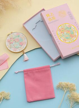 双面金属折叠镜便携化妆镜文创古风手持镜景区旅游纪念品节日礼物