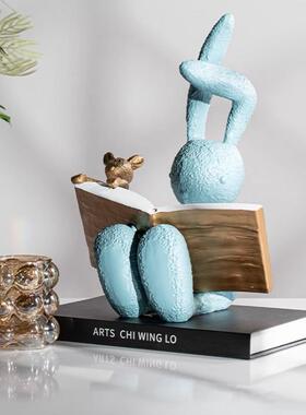 贝子简约看书小艺兔味卡YYU通摆件样趣板间儿童房书房家运居物装