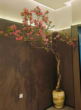 仿真桃花树盆景装饰摆件客厅落地景观绿植假树酒店饭店造景植物