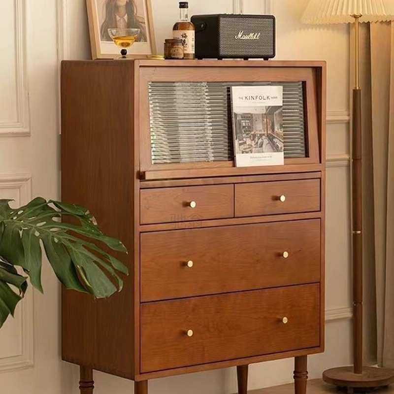 3r实木中古斗柜客厅沙发边柜杂志柜卧室复古翻门五斗柜小户型展示,淘宝优惠券,粉丝福利购,淘宝优惠卷