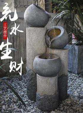 陶罐流水生财摆件喷泉玄关户外阳台庭院花园家居循环水景观装饰品