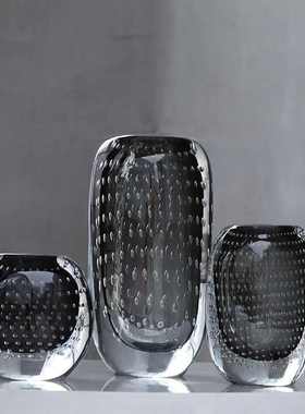 玄关客厅轻创意简约花瓶玻璃现代装饰品摆件插花奢桌面软