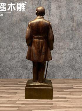 天然实木雕刻伟人孙中山雕像摆件家居人物装饰品木质日常长辈送礼