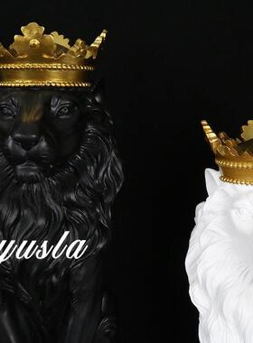 简约客厅电视柜办公室狮子售楼处展厅酒店别墅玄关柜摆件软装饰品