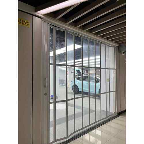 洗车房铝合金折叠门无下轨商场店铺拉门汽车美容车间防尘隔断门 - 图1