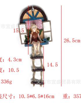 独立站 仙女门装饰摆件 树脂工艺品 居家装饰仙女可爱设计 挂绳