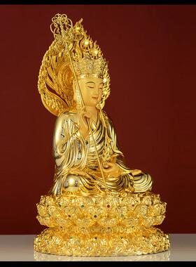 台湾纯铜鎏金地藏菩萨家佛造像圣婆三圣九华山坐莲造像佛寺供奉