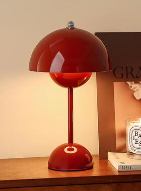 蘑菇长明灯礼物新人结婚陪嫁充电简约床头灯卧室喜灯花苞台灯红色