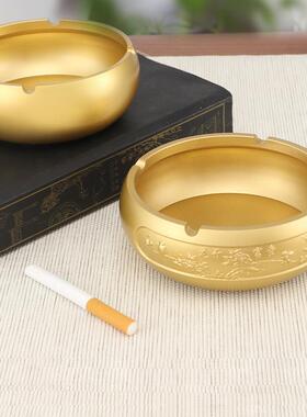 铜烟灰缸创意家用花开富贵烟灰缸商用刻logo大号纯黄铜烟灰缸