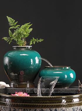 陶瓷流水摆件循环水阳台庭院鱼池瀑布造景古法鱼缸增氧过滤配件全