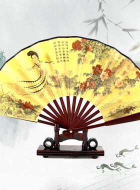 扇子旅游工艺品10寸男扇双面绢布竹扇中国古风折扇工艺礼品