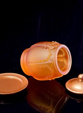 供佛琉璃吉祥花圣水杯八吉祥铜供杯宝相花贡杯供观音净水杯摆件