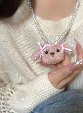 可爱小狗珍珠毛绒卫衣项链