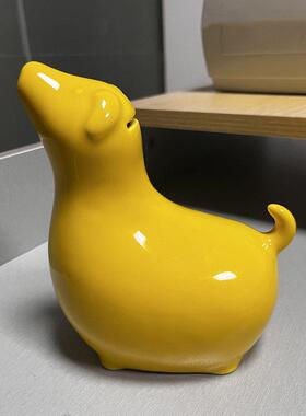 黄色陶瓷十二生肖牛龙羊狗马存钱存钱筒招财风水补角化解装饰摆饰