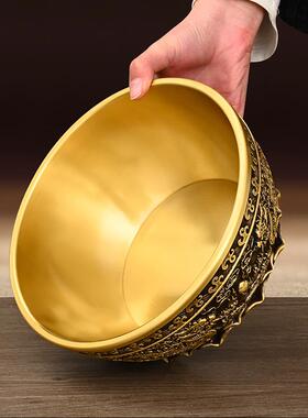 新款直销纯铜聚宝盆摆件双龙戏珠聚财盆加厚福盆大号客厅办公室装