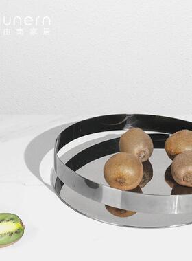 代简约风创意现开口餐不锈钢收纳ZMR托盘样板房间盘桌茶几水果摆
