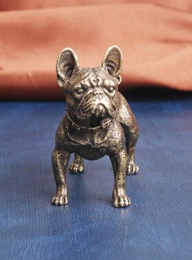 斗牛犬摆铜黄铜宠斗牛犬桌面摆件生肖狗狗铜雕摆饰法斗癞皮镇纸茶