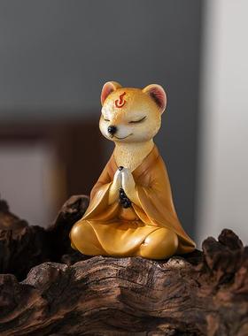 黄大仙黄鼠狼真身摆件办公室居家桌面装饰品车载茶宠小物件解压