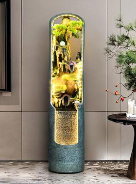 轻奢假山水墙H90090流水摆件风循环水财幕客厅电招视柜水轮乔迁开