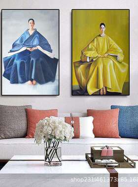 中式客厅餐厅装饰画古典美女茶室清朝民俗服饰壁画中国风饭店挂画