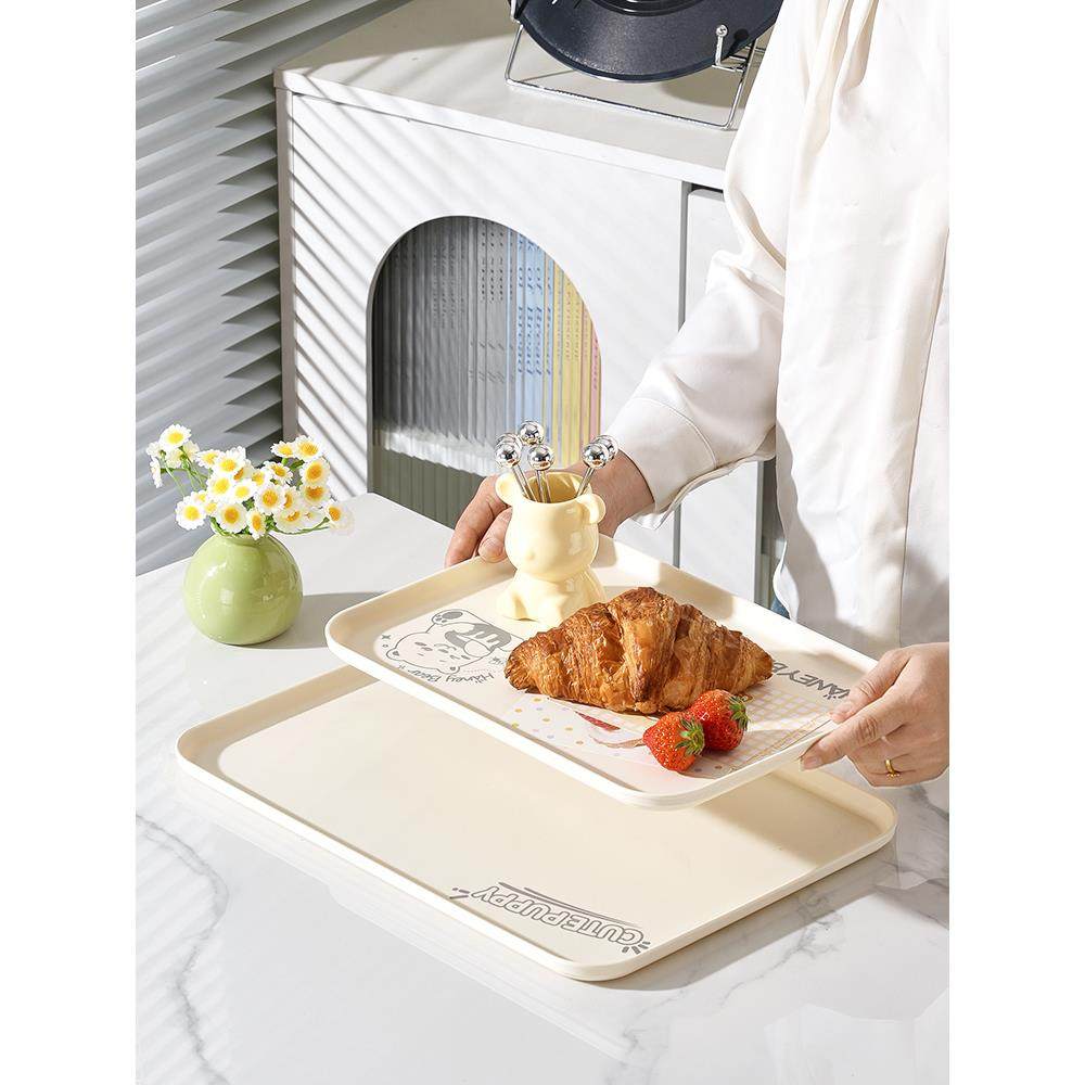 奶油风托盘长方形大号家用茶盘放水杯杯子收纳盘餐用面包蛋糕餐盘,淘宝优惠券,粉丝福利购,淘宝优惠卷