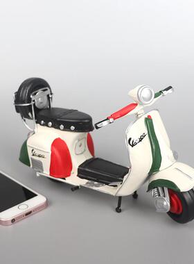 小绵羊VESPA踏板摩托车仿真模型复古怀旧手工打造金属摆件装饰品