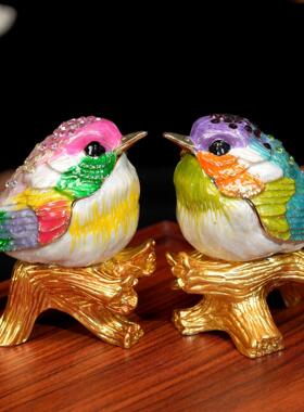 金属珐琅首饰盒景区手工艺品小鸟麻雀摆件家居饰品收纳盒商务礼品