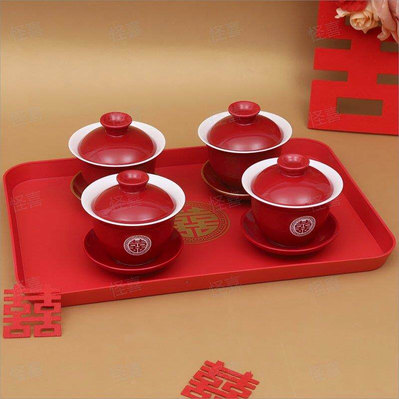 Wedding supplies festive tea cup wedding gift change wedding cup dowry tea set supplies pair of bowls