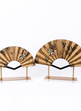 新中式桌面金属扇子饰MC-TY-72工艺摆件样房售楼板酒店古典玄关装