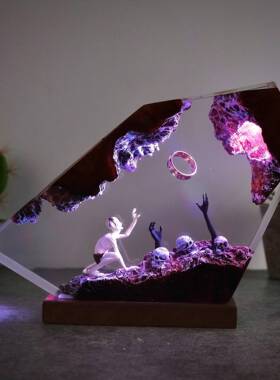 咕噜姆力量戒指环氧树脂灯黑暗魔王之戒奇幻世界小夜灯万圣节礼物