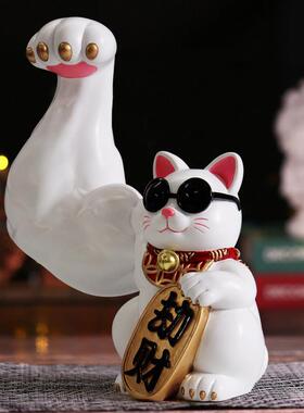 劫财猫大力肌肉招财猫前台朋友开店开业高档送礼物实用收银台摆件