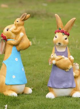 户外花园庭院园艺大号树脂兔子园林景观别墅仿真动物雕塑装饰摆件