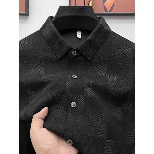 BOZZ BURY~几何 设计款！高端羊毛衬衫男长袖秋冬季商务休闲衬衣 - 图3