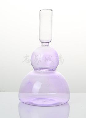 玻璃烛台北欧轻奢ins玻璃花瓶 家用客厅餐桌浪漫烛光装饰玻璃烛台