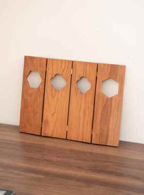 中式桌面小屏风摆件隔断遮挡砚屏樱桃木工艺品书房摆台装饰品送礼