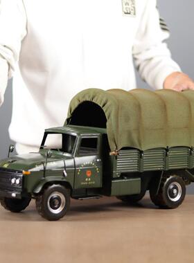 仿真古解放CA141运输车模型卡铁艺大号老重卡收藏1237复装饰品式