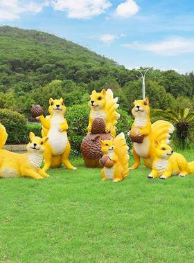 户外草坪彷真动物松鼠雕塑大摆件公园林幼儿园小区装饰美陈玻璃钢