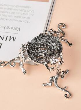 覆古做旧 纯铜白铜鎏银螭龙蜡台 铜器貔貅烛台 盖置 铜器 小摆件