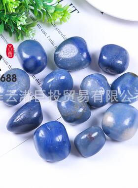 蓝东陵碎石摆件蓝色东陵石随形颗粒原石碎料盆景装饰鱼缸儿童挖宝