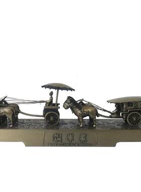 现货兵马俑摆件旅游工艺品锌合金车马纪念品秦始皇铜车马工艺品